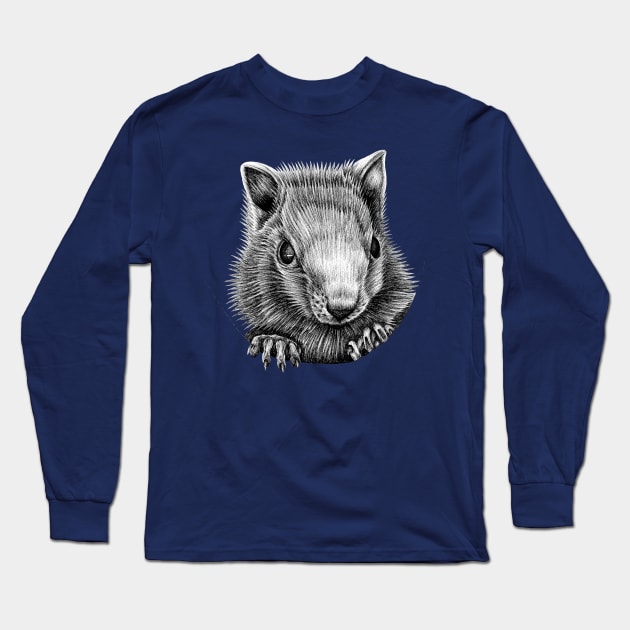 White chipmunk illustration Long Sleeve T-Shirt by lorendowding